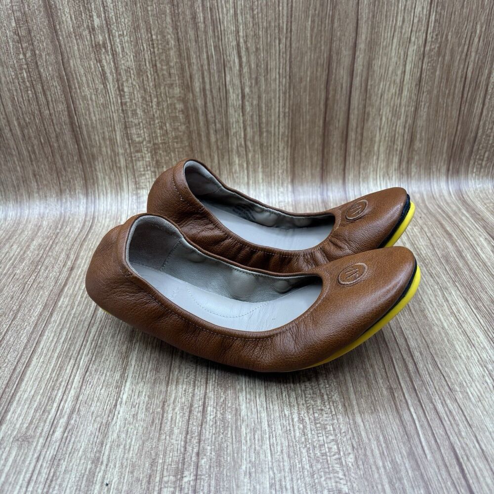 April‎ Parker-Perfect Flat Ballet Shoes 7M Tan Leather Foldable Sole